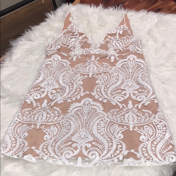FREE PEOPLE Night Shimmers Mini Dress Ivory - Picture 4 of 10